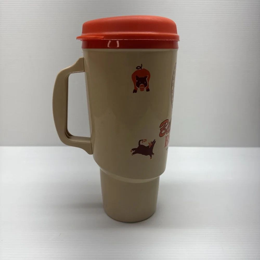 VINTAGE THERMO-SERV BILL MILLER BAR-B-Q TEXAS TEA BUCKET 34 OZ TRAVEL COFFEE MUG